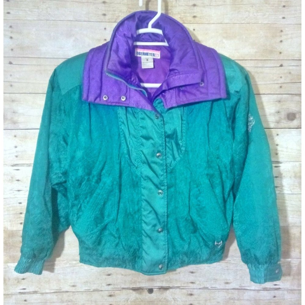 Obermeyer Wmns Vtg Green/Purple Ski Jacket Sz8
